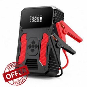 Car Jump Starter Power Pack with Built-in Air Compressor — 12V Battery Booster for Petrol & Diesel up to 5L Engines