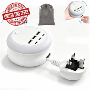 Ultimate 7-in-1 Retractable USB Charging Station with 8-Color Mood Lighting