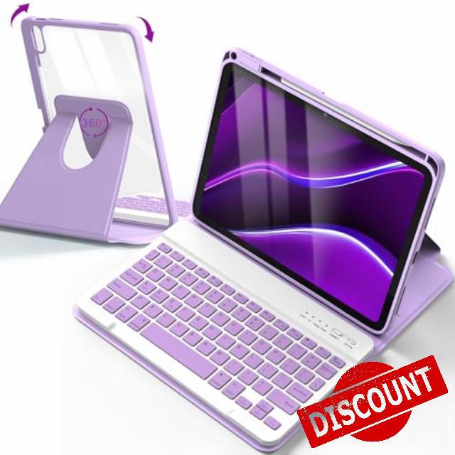 LKV 360 Rotating Keyboard Case for iPad A16 11th 10th Generation Case With Keyboard 2025/2022