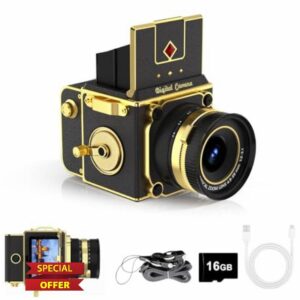 Retro Digital Camera - 64MP 2.7K Vintage Mini Vlogging Camera with 16X Zoom