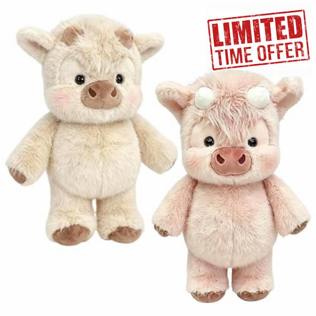 2PC Running Calf Soft Toy | 60cm Wild Boar Plush Toy | Cartoon Cow Plush Collectible Doll Interactive Toys | Cute Running Sheep Cuddly Toys Stuffed Animal Home Decor for Girls