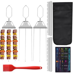 3-Pcs Stainless Steel 3-Prong BBQ Skewers for Kebabs with Accessories