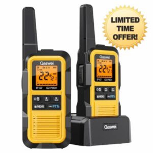 Gaswei G2pro+ IP67 Waterproof Floating Heavy Duty Walkie Talkies Long Range for Adults FRS Double PTT，FM radio