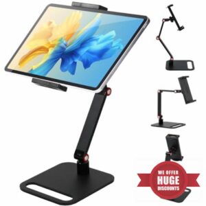 Portable Monitor Holder 360°Swivel Bracket Tablet Holder Adjustable Portable Monitor Desktop Clamp Stand Universal Expandable Display Base iPad Stand Compatible with 12-17.3 In Display Scree