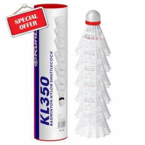 kunli Nylon Badminton Shuttlecocks 6 Pack KL-350 Yellow/White Natural Cork Head High Durability & Stable Flight Indoor & Outdoor Training Use