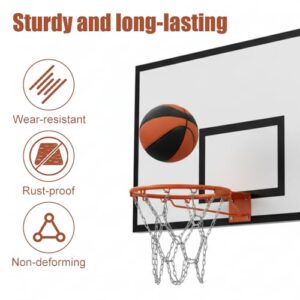 17.7 Inch Metal Basketball Hoop Replacement Basketballs Chain Rims with 12 S-Hooks for Indoor Outdoor Hoop
