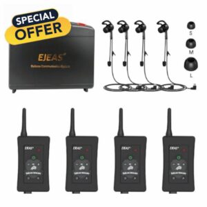 EJEAS FBIM Professional Football Referee Bluetooth Intercom Headset Communication System with CVC Noise Reduction and Box Handbag for 4 Referees Intercom (4 Pack)