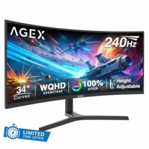 34 Inch 240Hz Curved Gaming Monitor 3440x1440 UWQHD Ultra-Wide 21:9