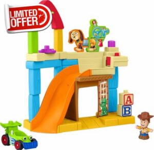 Fisher-Price Little People Toddler Toy Disney & Pixar Toy Story Andy’s Room Playset with Woody Figure & RC Vehicle for Kids Ages 18+ Months
