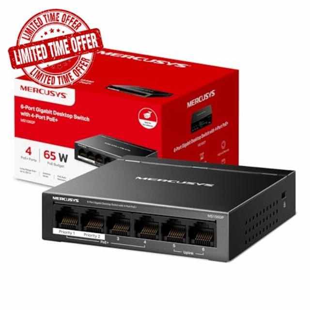 NEW MERCUSYS MS106GP 6 Port Gigabit PoE Switch