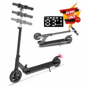 Electric Scooter 7" Solid Tire Foldable Kids Electric Scooter with Dual Brakes 3 Speed Modes Range 10-15KM Motor 150W Foldable E Scooter Kids for Teens and Adjustable Handlebar (Black)