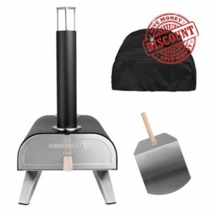 George Foreman 12'' Portable Dual Fuel Powered Pizza Oven in Black with Carry Bag & Paddle