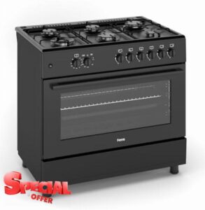 Ferre F9S60G2-BL 90cm Gas Range Cooker With 6 Burner(1 Wok) Gas Hob - Matte Black           [Energy Class A]