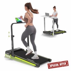 Walking Pad Treadmill with Incline and Adjustable Handle Bar 3.0HP Under Desk Treadmills Compact Foldable Walking Pad with Magnetic Remote Control for Home Office