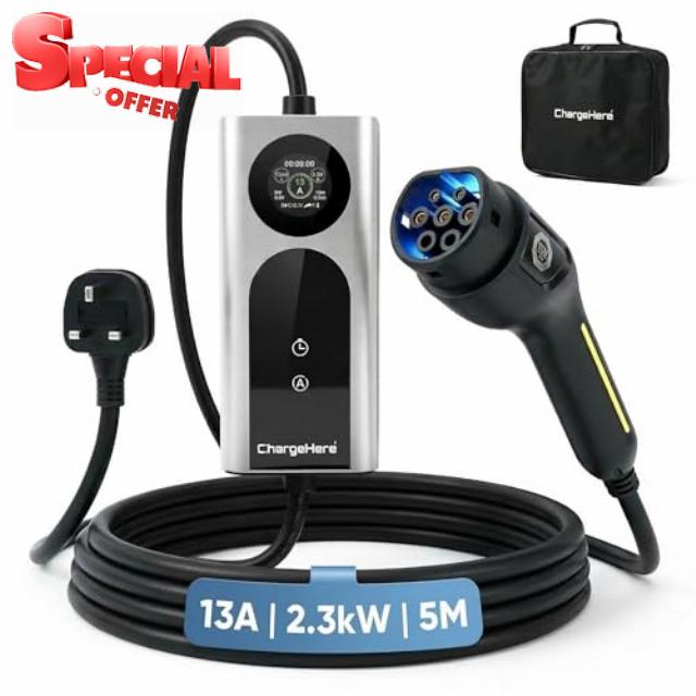 Portable EV Charger Type 2 to UK 3 Pin Plug