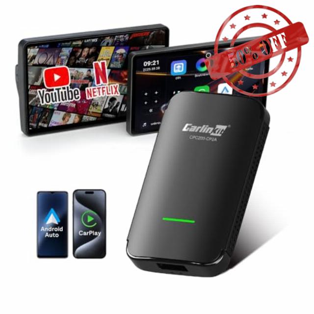 Carlinkit CP2A Pro Wireless CarPlay Adapter- Supports for Netflix/YouTube/TikTok Lite Streaming for Factory Wired CarPlay Cars