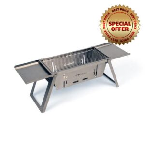 Trakker Armolife Folding Stainless Steel BBQ for Carp Fishing Social Sessions | Off the Ground Cooking for Ease and Food Safety | Stable and Compact Folding Design | Adjustable Coals | 211901