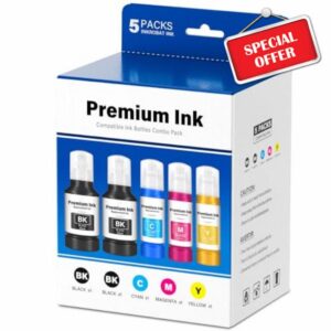 Compatible for T502 Ink Refill Bottles (NotSublimation) for Eco Tank ET-3850 ET-2850 ET-3760 ET-2760 ET-15000 ET-4850 ET-4760 ET-3830 ET-2980 ET-2988 ET-4750 ET-3950 ET-4950 ET-3843 Printer (5-Packs)