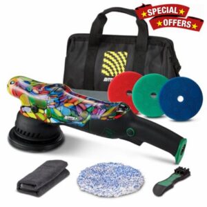 BATOCA P1 Dual Action Car Polisher Buffer Sander 1000W Orbital Polishing Machine DA 5inch Polishing Pads for Car Detailing Polish 6 Speeds 2500-5500RPM Detachable 5 meters Cable Side Handle Soft Sta