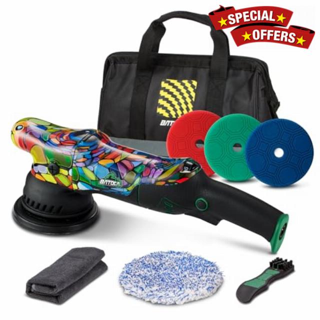 BATOCA P1 Dual Action Car Polisher Buffer Sander 1000W Orbital Polishing Machine DA 5inch Polishing Pads for Car Detailing Polish 6 Speeds 2500-5500RPM Detachable 5 meters Cable Side Handle Soft Sta