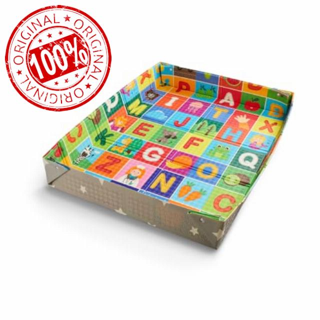 2-in-1 Foldable Baby Play Mat with Side Walls – Foam Alphabet Play Mat 120x150cm – Soft Cushioned Baby Floor Mat for Crawling