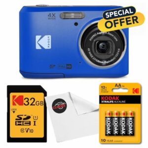Kodak PIXPRO FZ45 Digital Camera (Blue) Bundle with 32GB Class 10 SDHC Memory Card