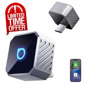 OTTOCAST MINI POT USB-C Version 2026 | Wireless CarPlay & Android Auto Adapter | 2-in-1 | Faster Reconnection for Dual Devices | Plug & Play | Sleek Cube Design | Slive