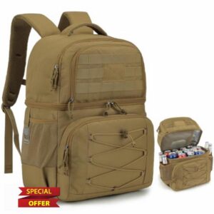Tactical Cooler Backpack Double Deck Cool Bag Rucksack for Men Small Insulated Lunch Backpack With 2 Compartment Leak-Proof Soft Coolers for Picnics