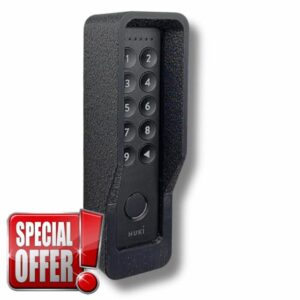 Generisch Wall Mount Compatible with Nuki Keypad 2 - Anti-Theft Cover with Torx Security Screw - Weather Protection - Plaster Like Surface - Black (with Roof