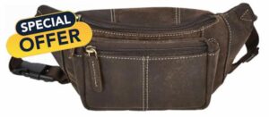 Genuine Leather Waist Bum Bag Compact Travel Organiser Pouch Turner (Oil Brown)