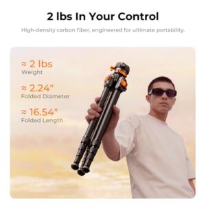 0.9kg Ultra-Lightweight Travel Tripod with ±15° Leveling 360° Panorama Head