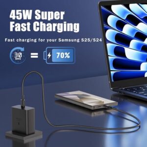 2 Pack Samsung USB C Plug UK with 2M+2M+1M Type C Cable Fast Charging for Samsung Galaxy S26 S25 Ultra S24/S23/S22/S21/S20/A55/A54/A15