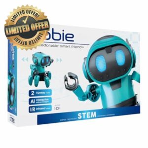 Tobbie the Self-Guiding AI Robot STEM Kit – Build Your Own Interactive Robot Toy – Educational Science & Coding Construction Set for Kids – Blue Robotics Gif