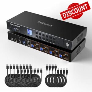 TESmart 4K@144Hz Displayport KVM Switch 2 Monitors 4 Computers