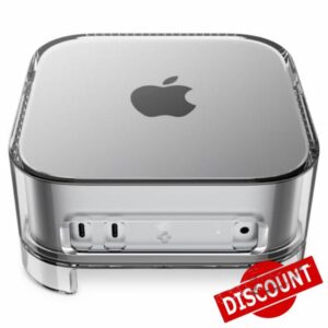 Spigen Ultra Hybrid Case Compatible with Mac mini M4/ M4 Pro (2024) Transparent Filter Case Stand Built in Air-Filter Desktop PVC Dust Prevention Ventilation - Crystal Clea
