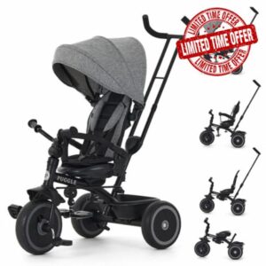 Puggle Easy Twist 6-in-1 Folding Trike with Parent Handle - Melange Grey (9 Months - 5 Years)