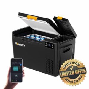 BougeRV CRX3 22L Car Fridge 12V Compressor Fridge Freezer with App Control -22℃ to 20℃ 35dB Portable Car Refrigerator 12/24V DC 230V AC for Camping Outdoor Travel Campervan RV Boat Home (2026 New)