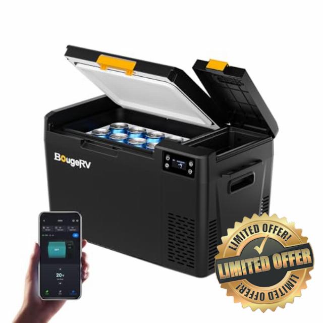 BougeRV CRX3 22L Car Fridge 12V Compressor Fridge Freezer with App Control -22℃ to 20℃ 35dB Portable Car Refrigerator 12/24V DC 230V AC for Camping Outdoor Travel Campervan RV Boat Home (2026 New)