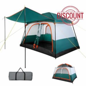 Treeboy 4 Person Family Camping Tent with Living Room & Bedroom - Extra Large 3000mm Waterproof PU PE Tarp Mesh Windows and Portable with Bag