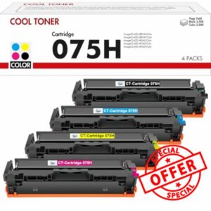 75H 075 Toner Cartridge: 4-Pack Compatible for Canon 075H 075 for ImageCLASS LBP646Cdw LBP647Cdw MF662Cdw MF663Cdw MF665Cdw Series Printer Ink Black Yellow Cyan Magenta