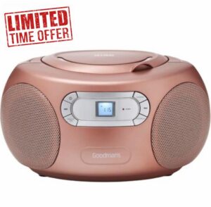 CD Boombox With Bluetooth - Rose Gold - FM Radio CD Display - Portable CD Player Boombox Sound Speaker With Bluetooth - Mains Or Battery Operated - Bluetooth Streaming Speake