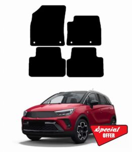 GCM - Car Floor Mats for Vauxhall Crossland 2017 To Present Full Coverage Floor Protection - Anti Slip & Fit Car Mat with Clips Easy to Clean Car Carpet for All-Weather (Black Edging