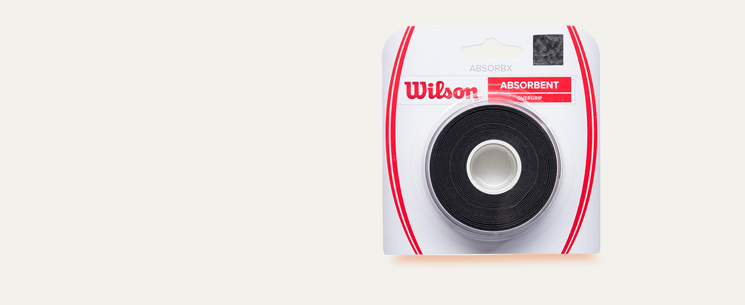 Text reads 'Wilson'. Red and white compact string measurement tool with circular design, featuring Wilson branding and central measuring mechanism for sports equipment maintenance.