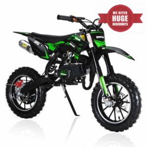 New Upgraded 50cc Kids Dirt Bike 2 Stroke[Fast Arrival ] - Speeds up to 40KM/H | Children Gas Powered Dirt Bike | Small Mini Dirtbike for Kid | Front Rear Disc Brakes for Kids Gree