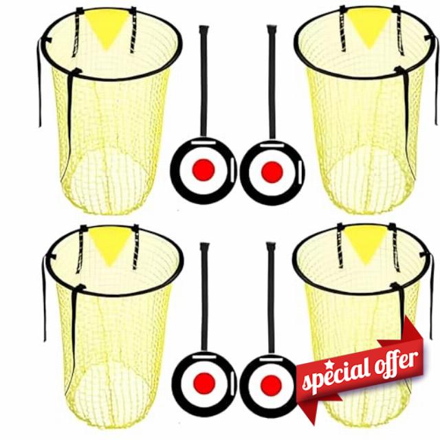 4-in-1 Professional Soccer Training Target Net Set (2 Pack) – 4 Top Bin Targets & 4 Hanging Bullseye Targets