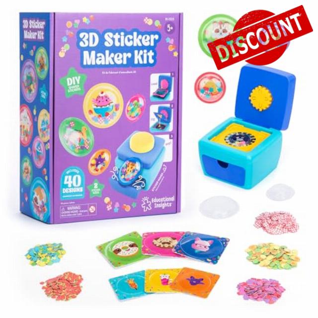 Learning Resources 3D Sticker Maker Kit - Arts and Crafts for Kids Ages 4-8