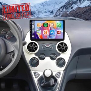 4+64G Android 14 Car Stereo for Ford Ka 2008-2014 Double Din Car Radio with Wireless Carplay Android Auto 9 inch IPS Touch Screen GPS Navi Bluetooth Mirror Link WiFi FM RDS SWC Backup Camera