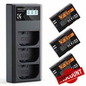 K&F CONCEPT 3 Pack LP-E6P Battery and Charger Set