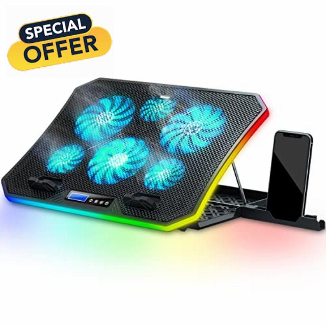 TopMate C12 Laptop Cooling Pad RGB Gaming Notebook Cooler for Desk and Lap Use