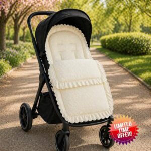 FYLO Universal Broderie Anglaise Pushchair Footmuff with Cosy Toes –Soft Frilly Liner with Lace Trim –Compatible with Silver Cross - All Prams